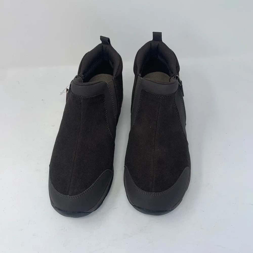 Easy Spirit Evony Ankle Boots Women's 12M Dark Brown Suede Casual Side Zip S0729